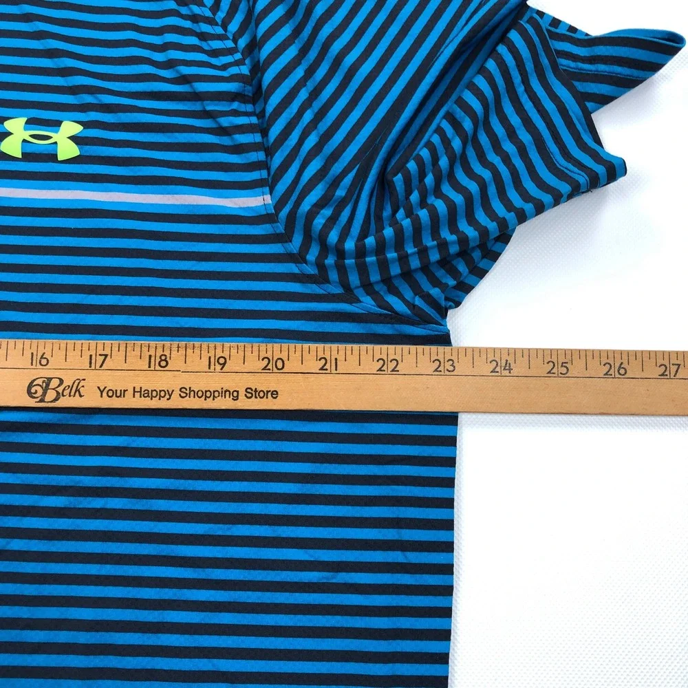 Under Armour Mens Iso-Chill Polo Shirt Blue Black Striped Golf Large 1377296 - Picture 6 of 11